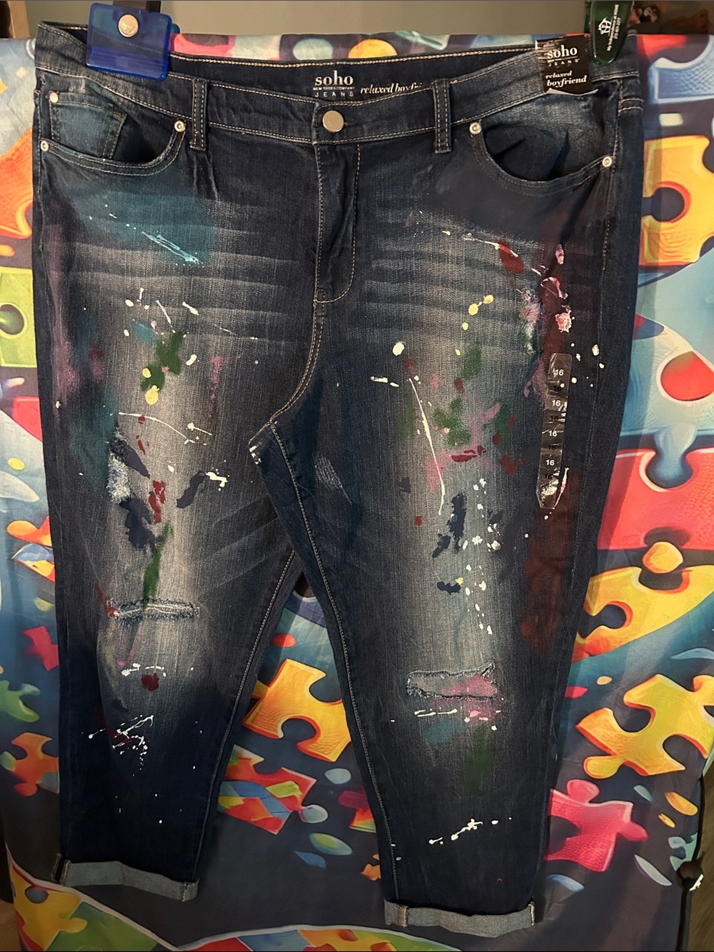 New York & Company SOHO Jeans Relaxed Boyfriend - Dark Blue Denim